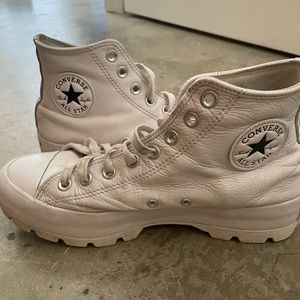 White Leather high top Converse